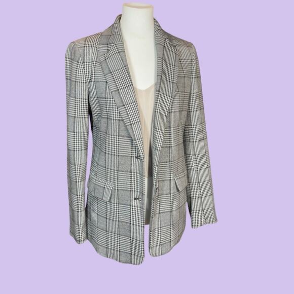Gap Classic Plaid Black White Blazer Size 4 - Picture 7 of 11